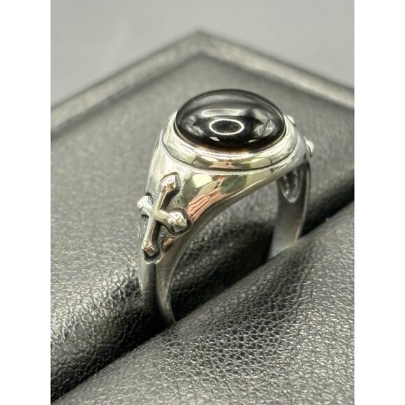 New Condition Sterling Silver Onyx Cross Ring Size 7 - Picture 6 of 9